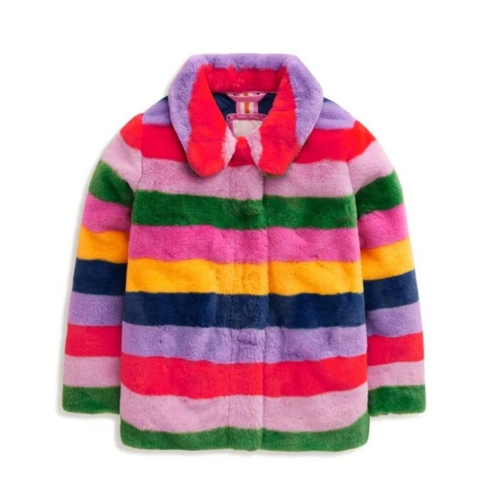 Mini Boden Girls Kids' Fun Faux Fur Coat size 4/5 NEW NT
